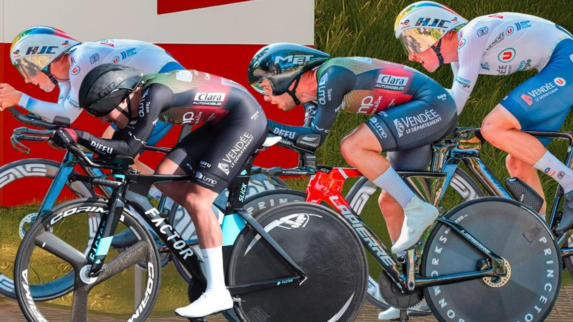 Championnats de France 2025. Contre-la-montre. Les quatre représentants vendéens : Lucas Menanteau, Benjamin Marais, Alexandre Blanchard et Adrien Billet