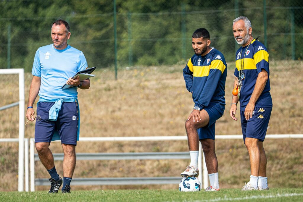 National 2. Frédéric Reculeau et Benjamin Guillou. Opposition entrainement du 24 juillet 2025.