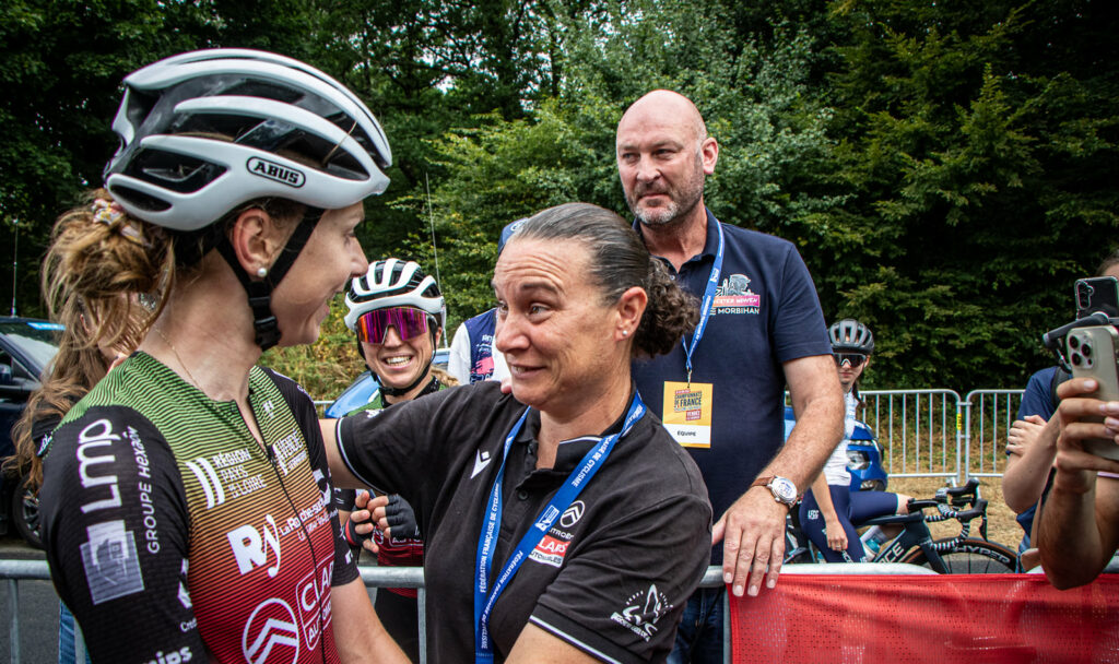 Delphine Ledoux et Noémie Abgrall. Championnats de France sur route 2025 aux Herbiers.